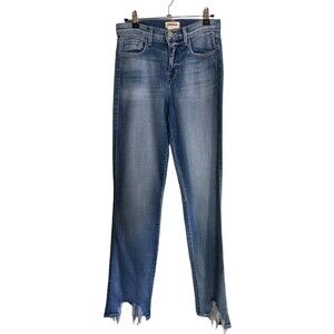 L'Agence Jeans Women's Size 25 Blue Cotton Blend Straight Distressed Dean Indie